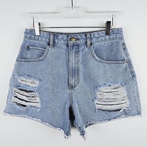 Billabong Distressed High Rise Denim Jean Shorts, size 30